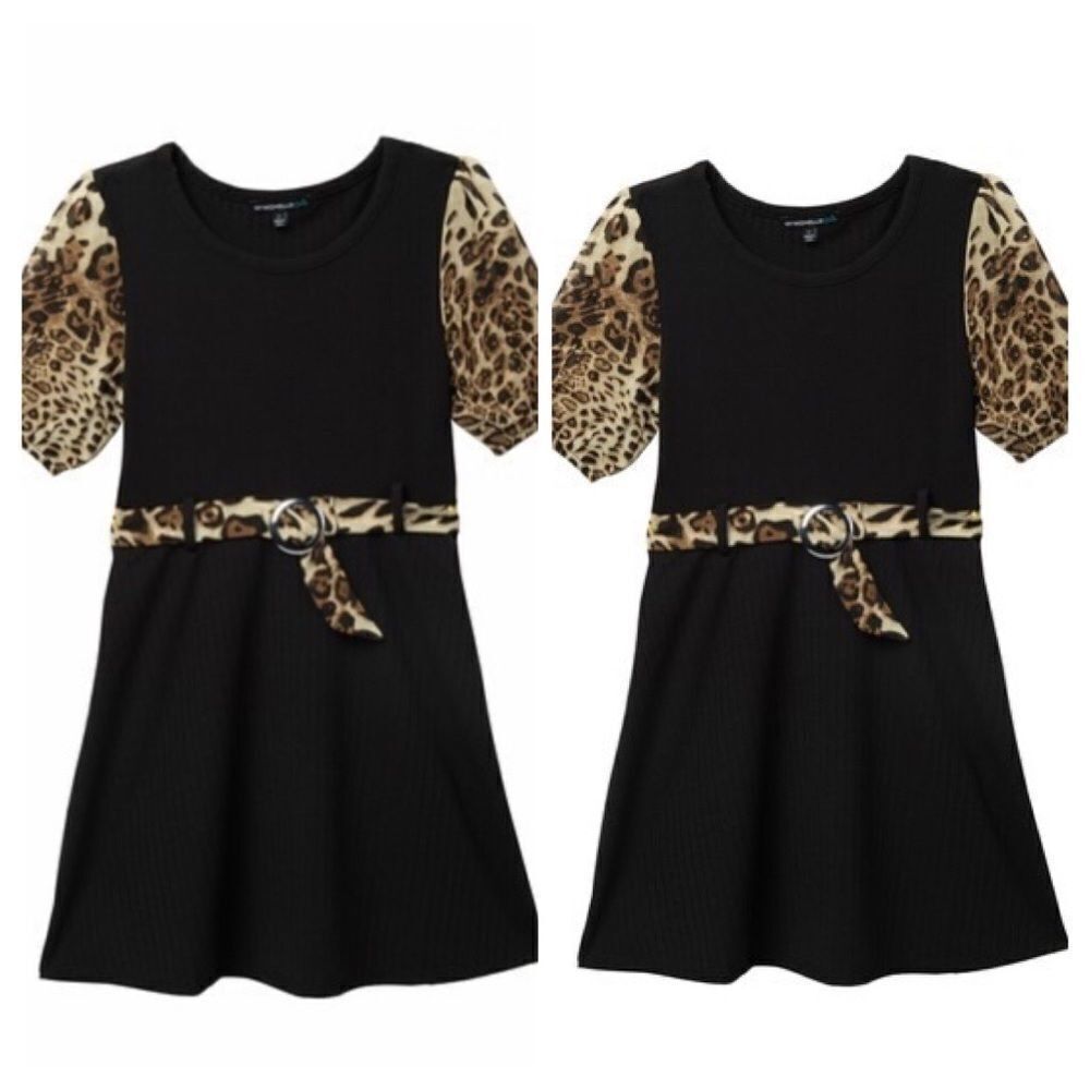 My Michelle Cheetah Print Trim Sweater Dress Sz 16